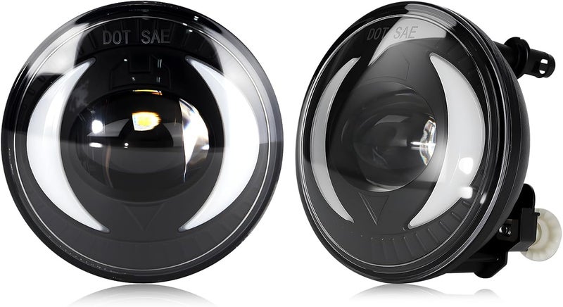 BOXLIGHT LED&DRL Round Fog Lighs Compatible with 2007-2014 Chevy Suburban Tahoe, 2007-2013 Avalanche Camaro, 2015-2016 Colorado Silverado, 2007-2016 GMC Acadia Yukon XL Sierra Denali With Turn Signal - Image 1